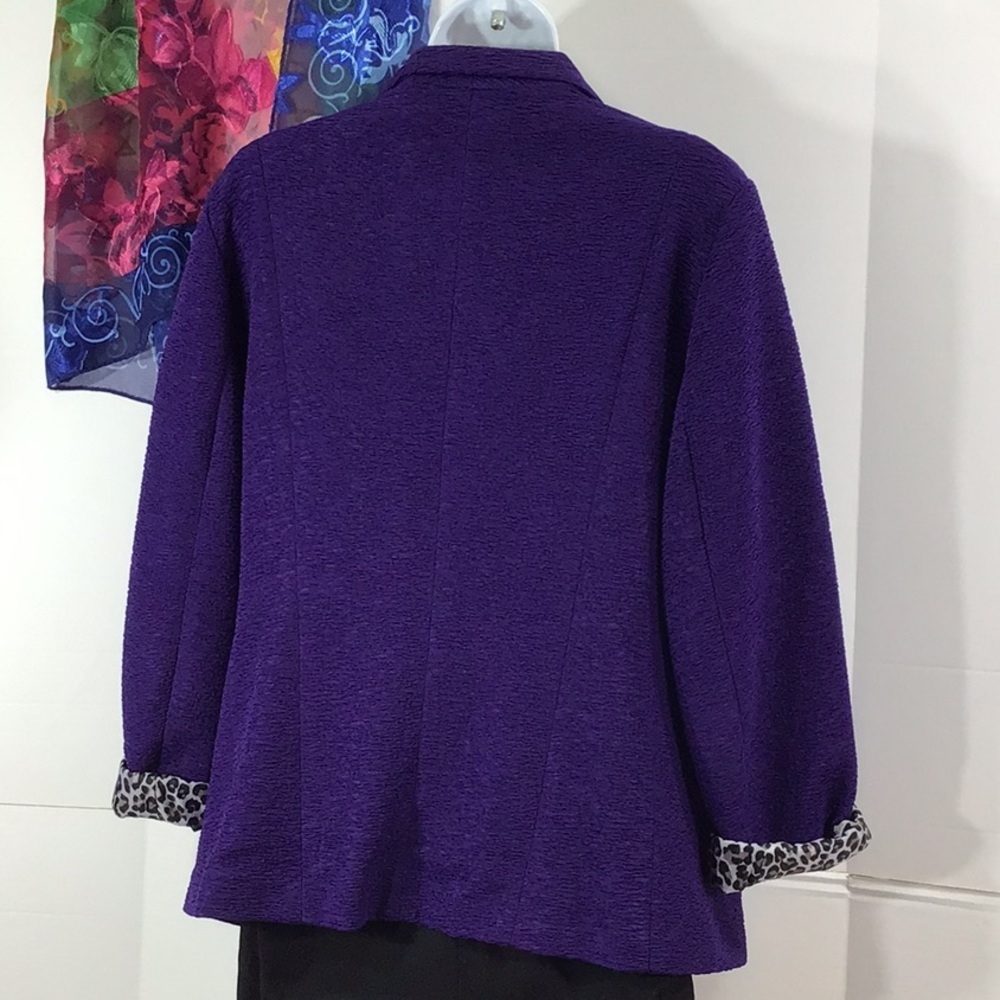 Chico’s purple textured button front blazer jacket L - Picture 6 of 10